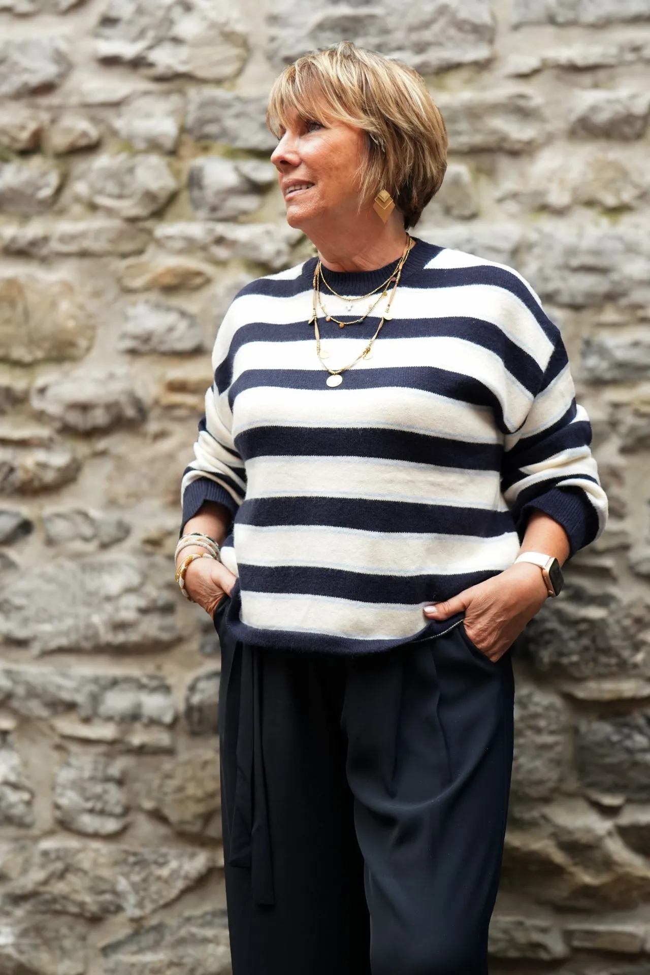 Pull - Marine/beige (vue 8)