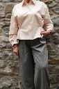 Pantalon en tissu à jambes larges et fermeture asymétrique - YAYA - Anthracite Melange (vue 2)
