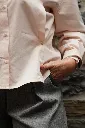Chemisier en popeline à taille ajustable et manches longues - YAYA - Almond Peach Pink (vue 3)