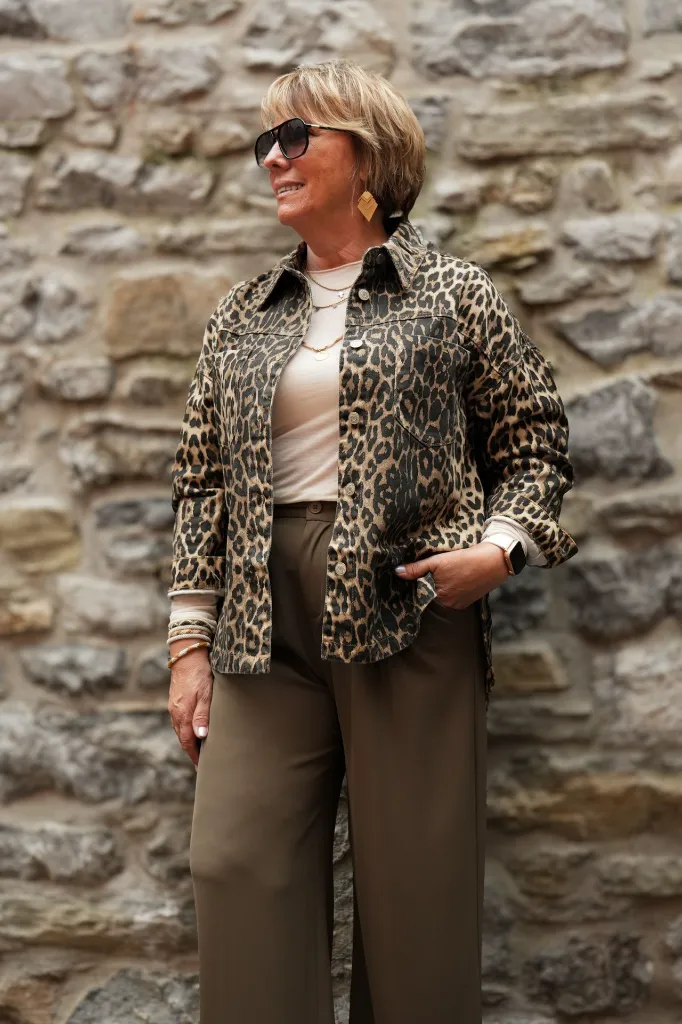 Surchemise en jeans oversized - Max - Léopard camel (vue 5)