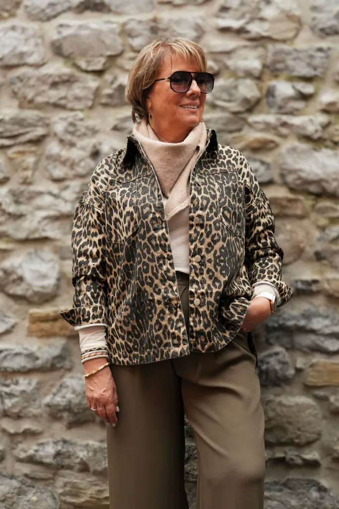 Surchemise en jeans oversized - Max - Léopard camel