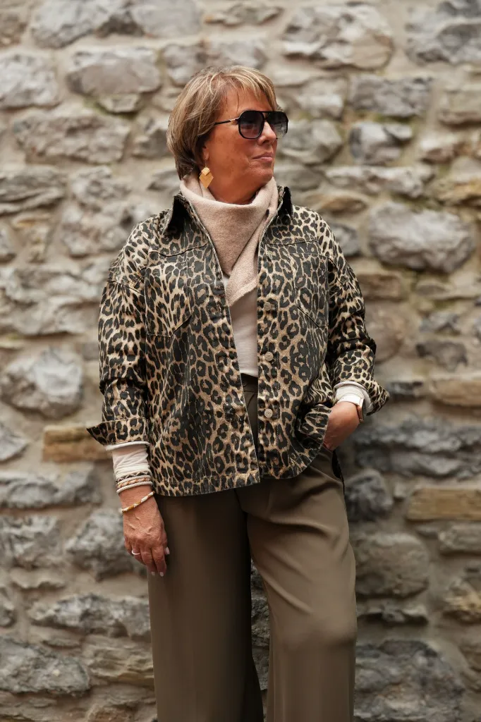 Surchemise en jeans oversized - Max - Léopard camel (vue 9)