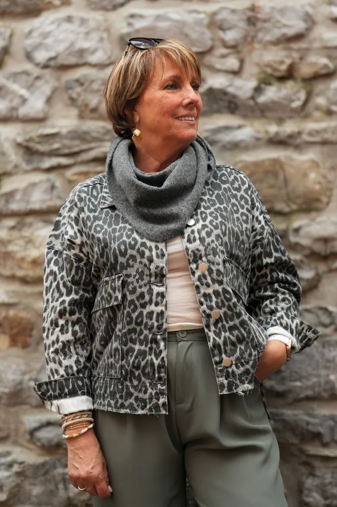 Veste en jeans oversized - Zoé - léopard gris (vue 15)