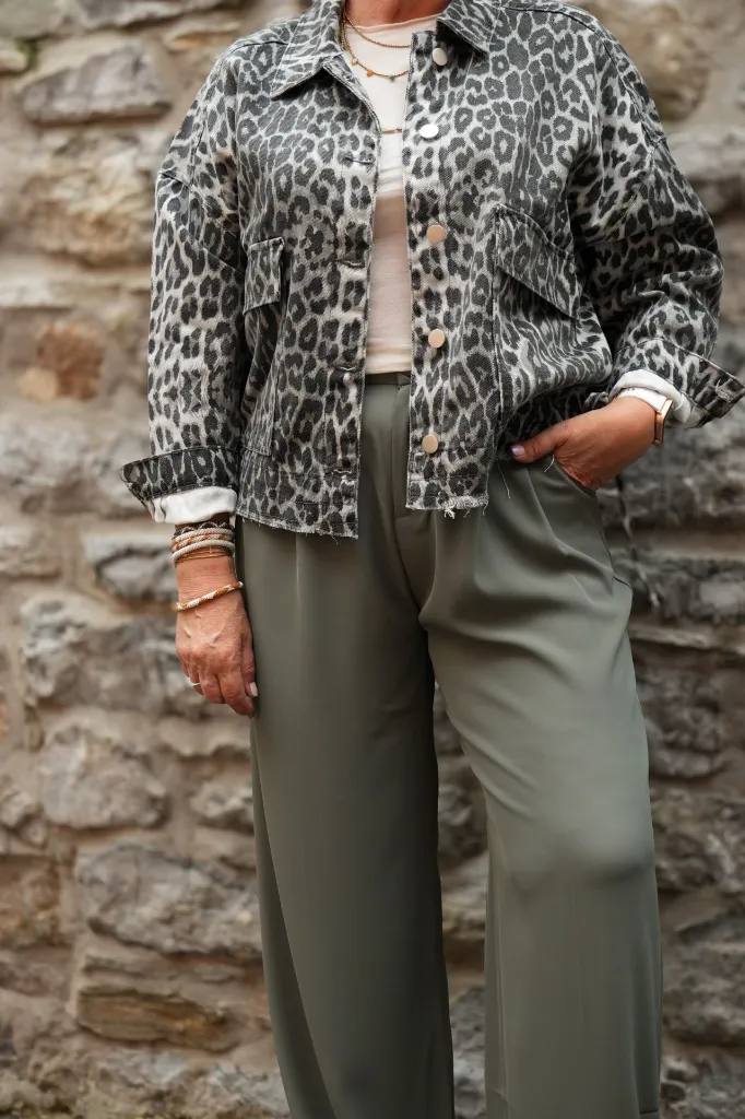 Veste en jeans oversized - Zoé - léopard gris (vue 6)