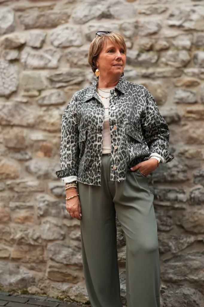 Veste en jeans oversized - Zoé - léopard gris (vue 9)