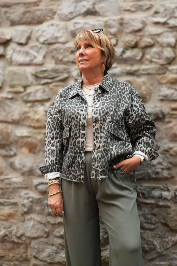 Veste en jeans oversized - Zoé - léopard gris (vue 8)