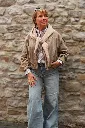 Blouson zippé en coton délavé - Taupe (vue 2)