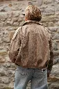 Blouson zippé en coton délavé - Taupe (vue 3)