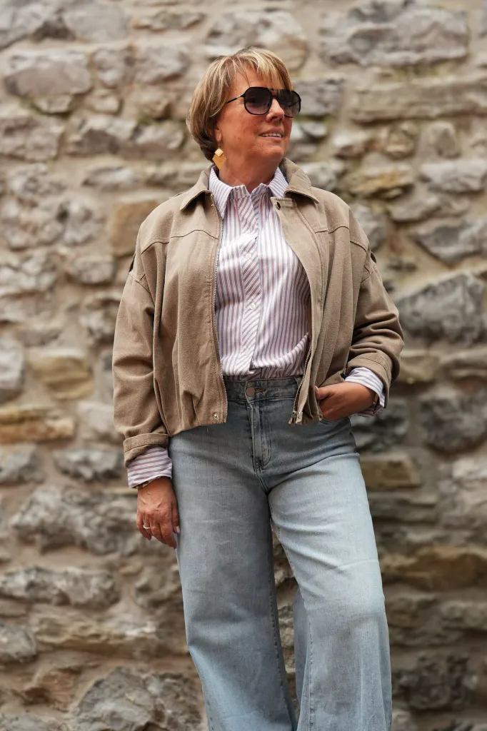 Blouson zippé en coton délavé - Taupe (vue 5)