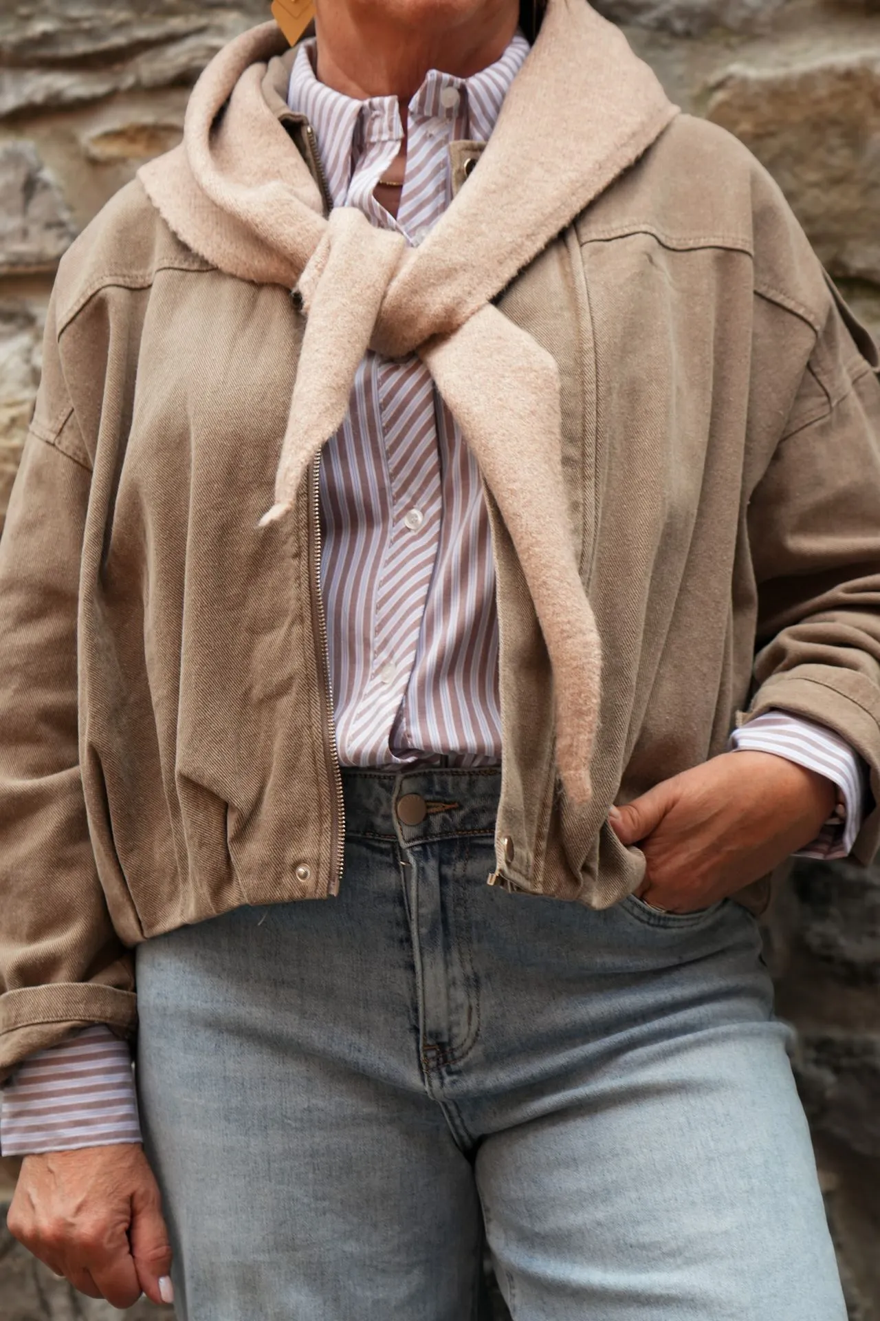 Chemise oversize rayée - Rayures - taupe (vue 5)