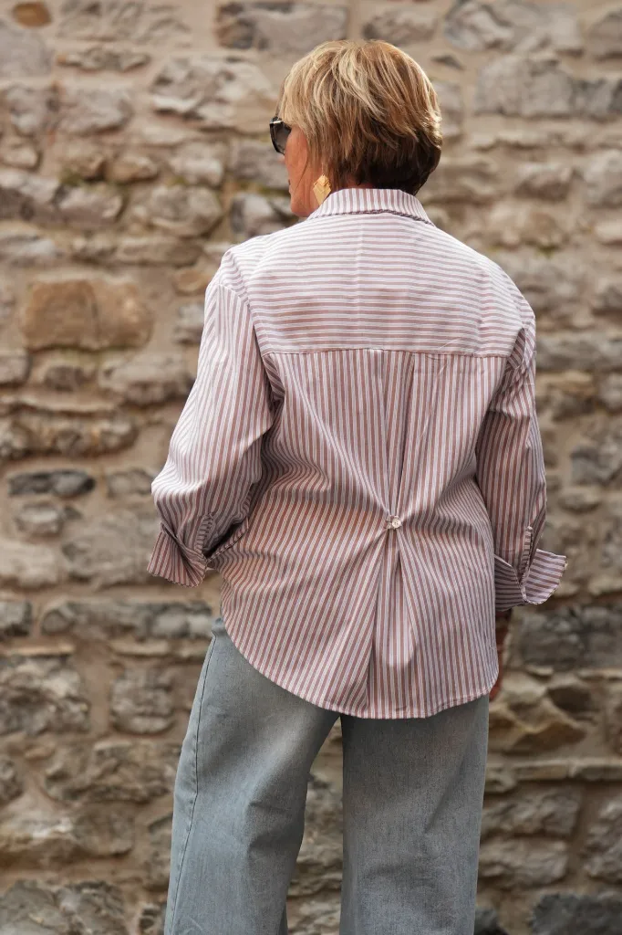 Chemise oversize rayée - Rayures - taupe