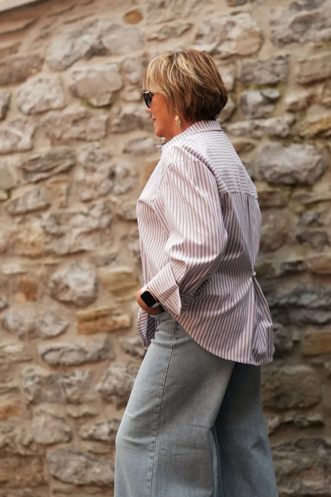 Chemise oversize rayée - Rayures - taupe (vue 3)