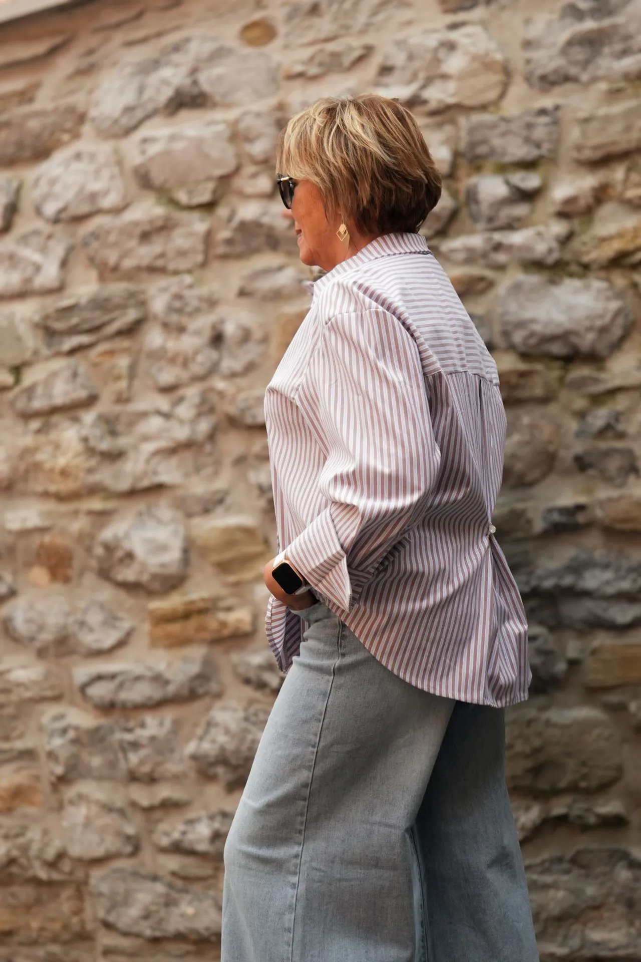 Chemise oversize rayée - Rayures - taupe (vue 3)