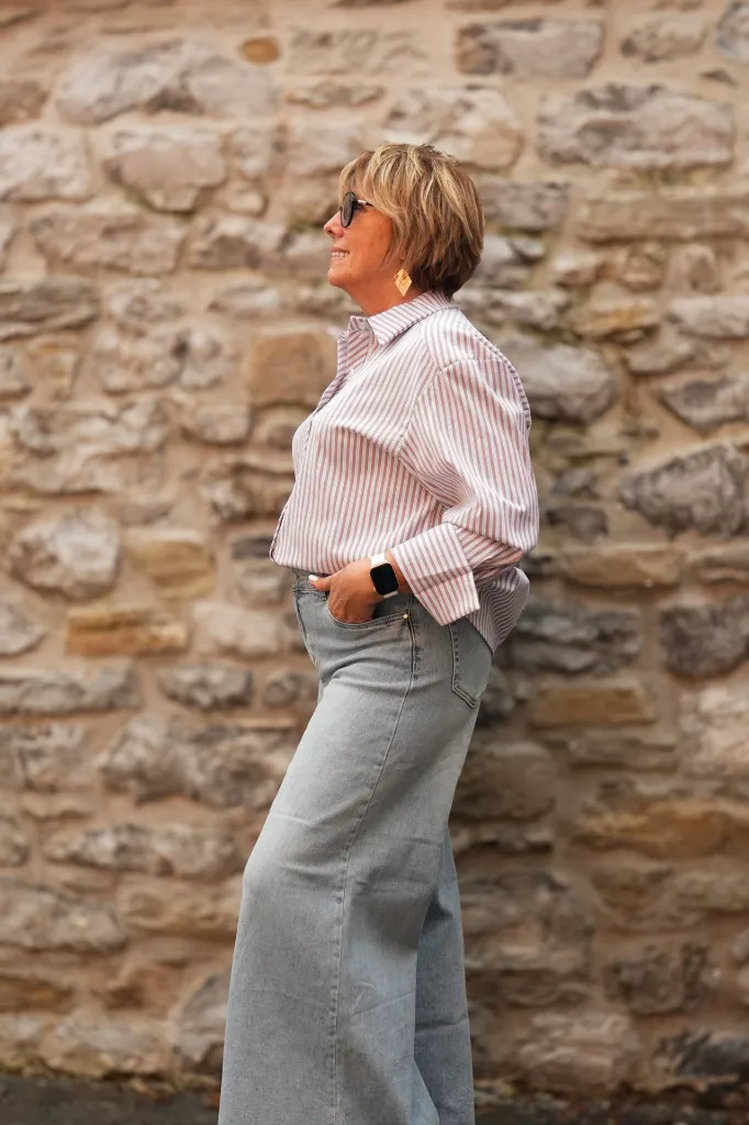 Chemise oversize rayée - Rayures - taupe (vue 8)