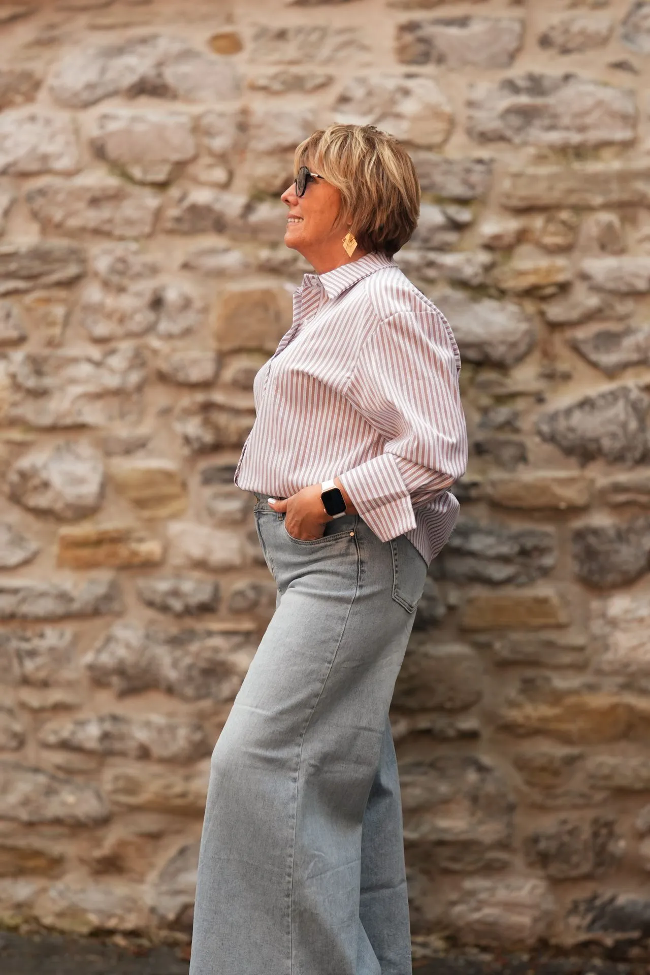 Chemise oversize rayée - Rayures - taupe (vue 8)