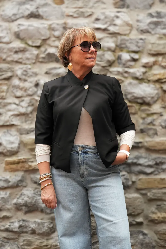 Veste courte col officier - Noir (vue 7)
