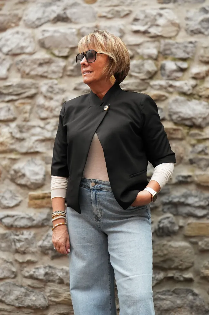 Veste courte col officier - Noir (vue 8)