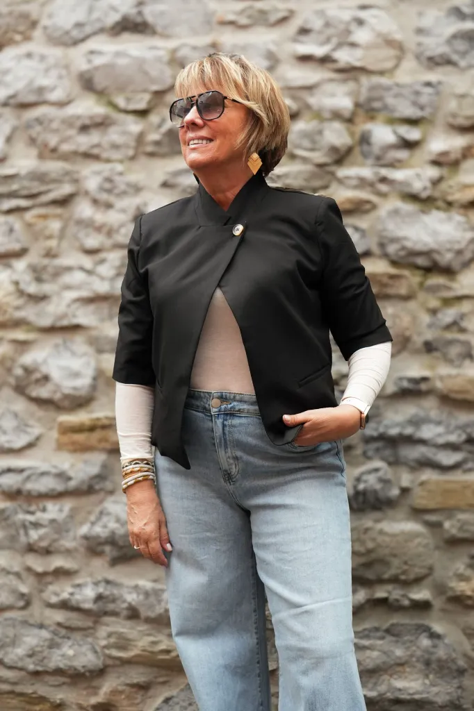 Veste courte col officier - Noir (vue 9)