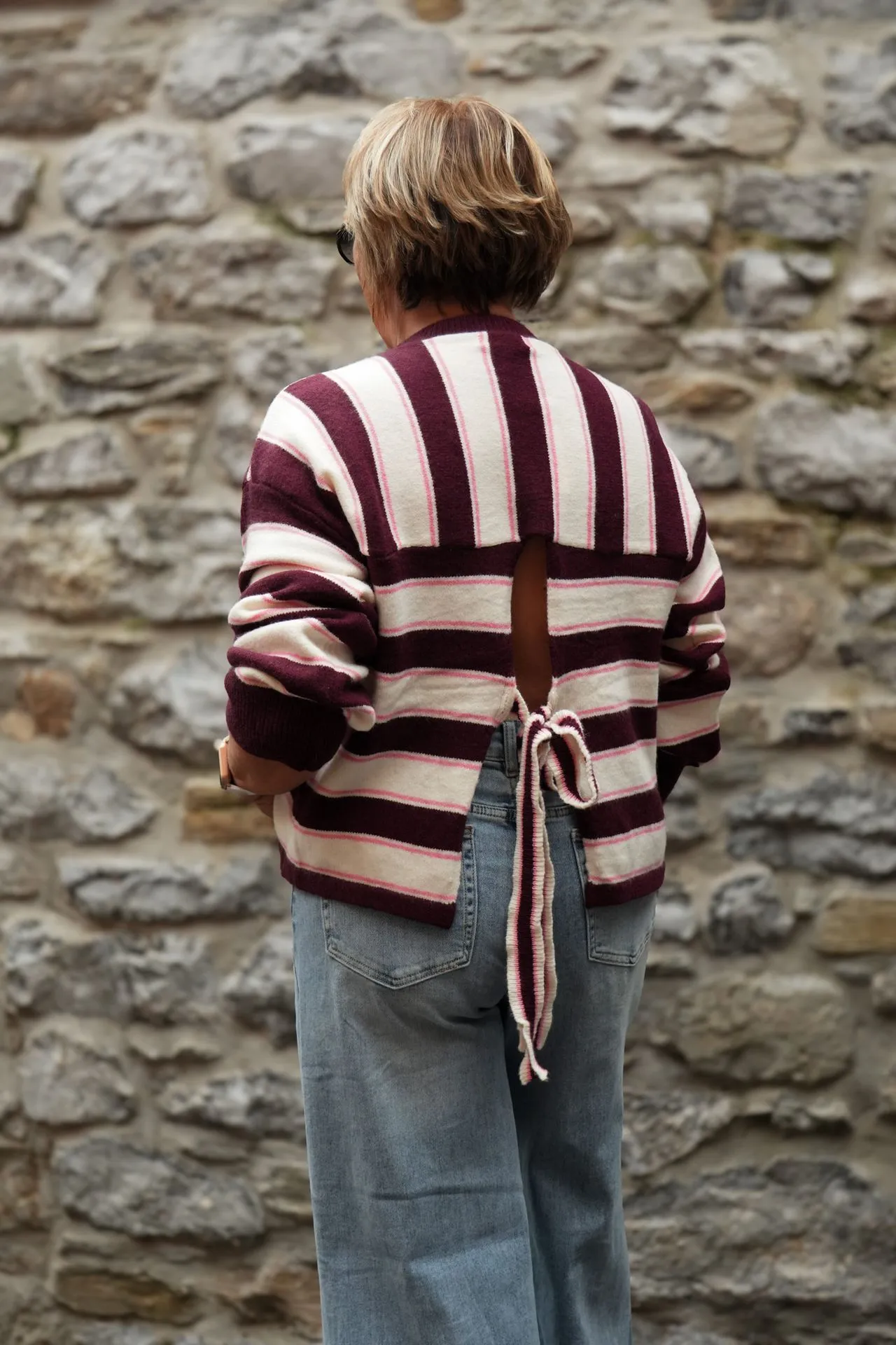 Pull - Burgundy/beige (vue 4)