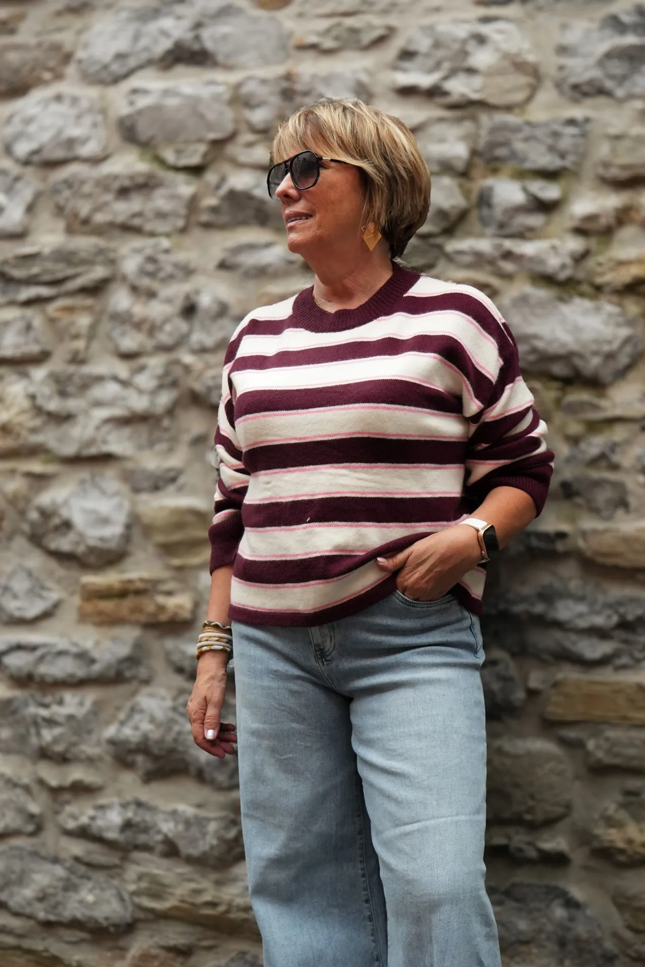 Pull - Burgundy/beige (vue 5)