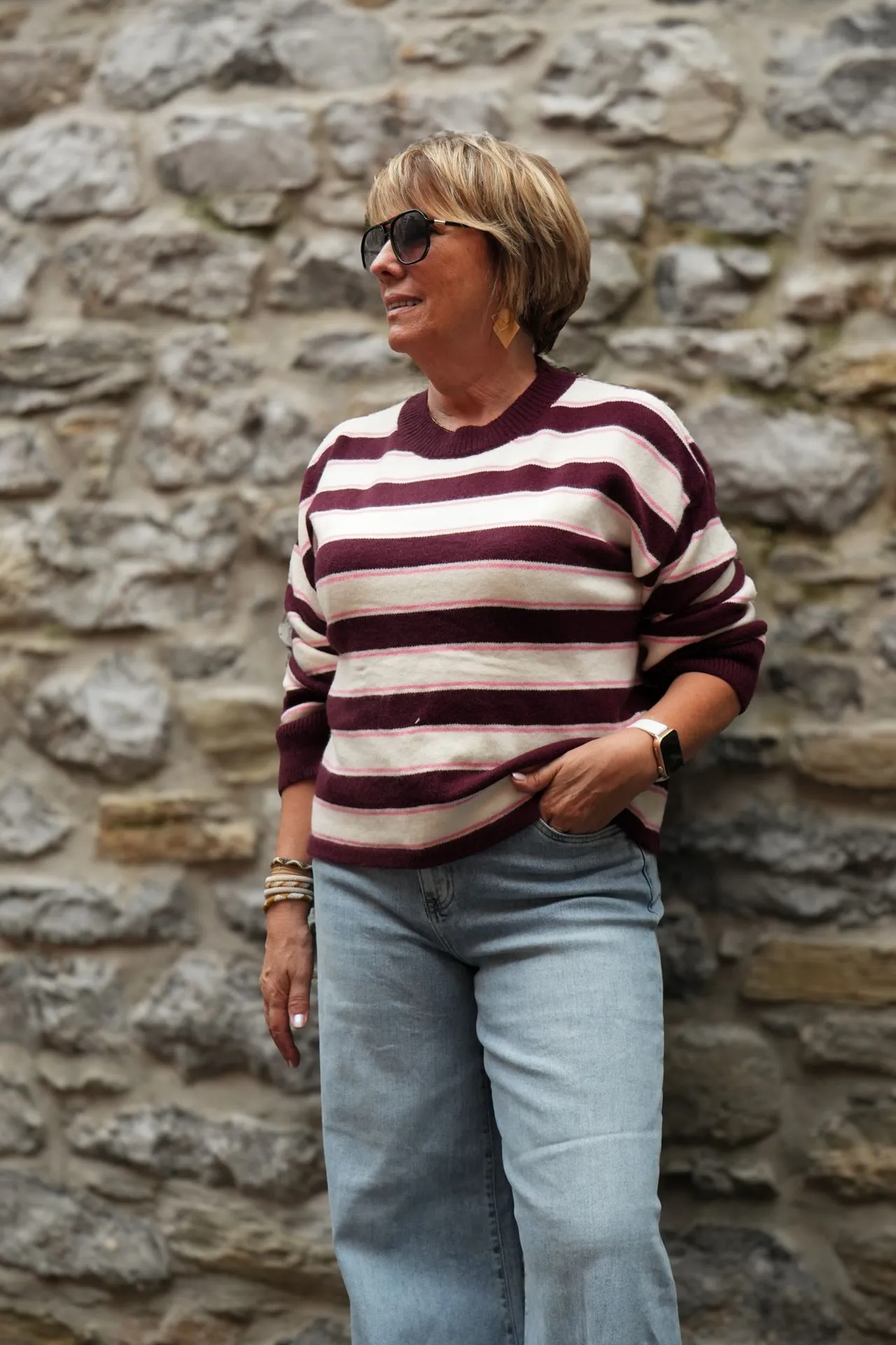 Pull - Burgundy/beige (vue 6)
