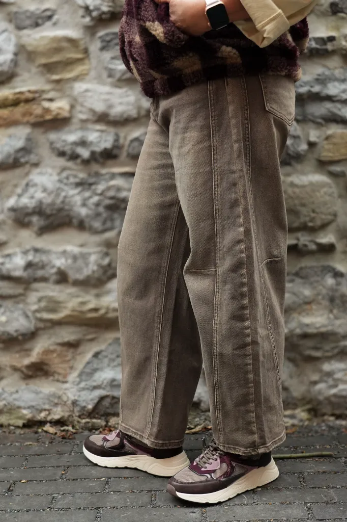 Jeans barrel - taupe délavé