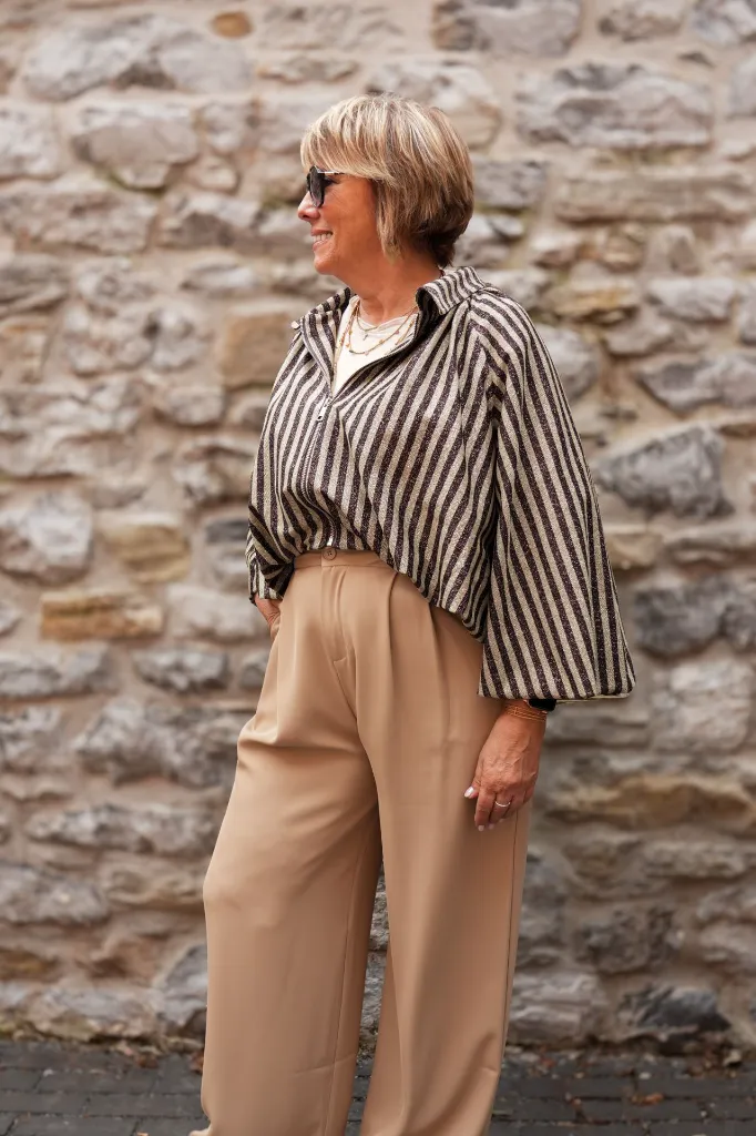 Pantalon de tailleur fluide avec plis plats - Pina - Camel