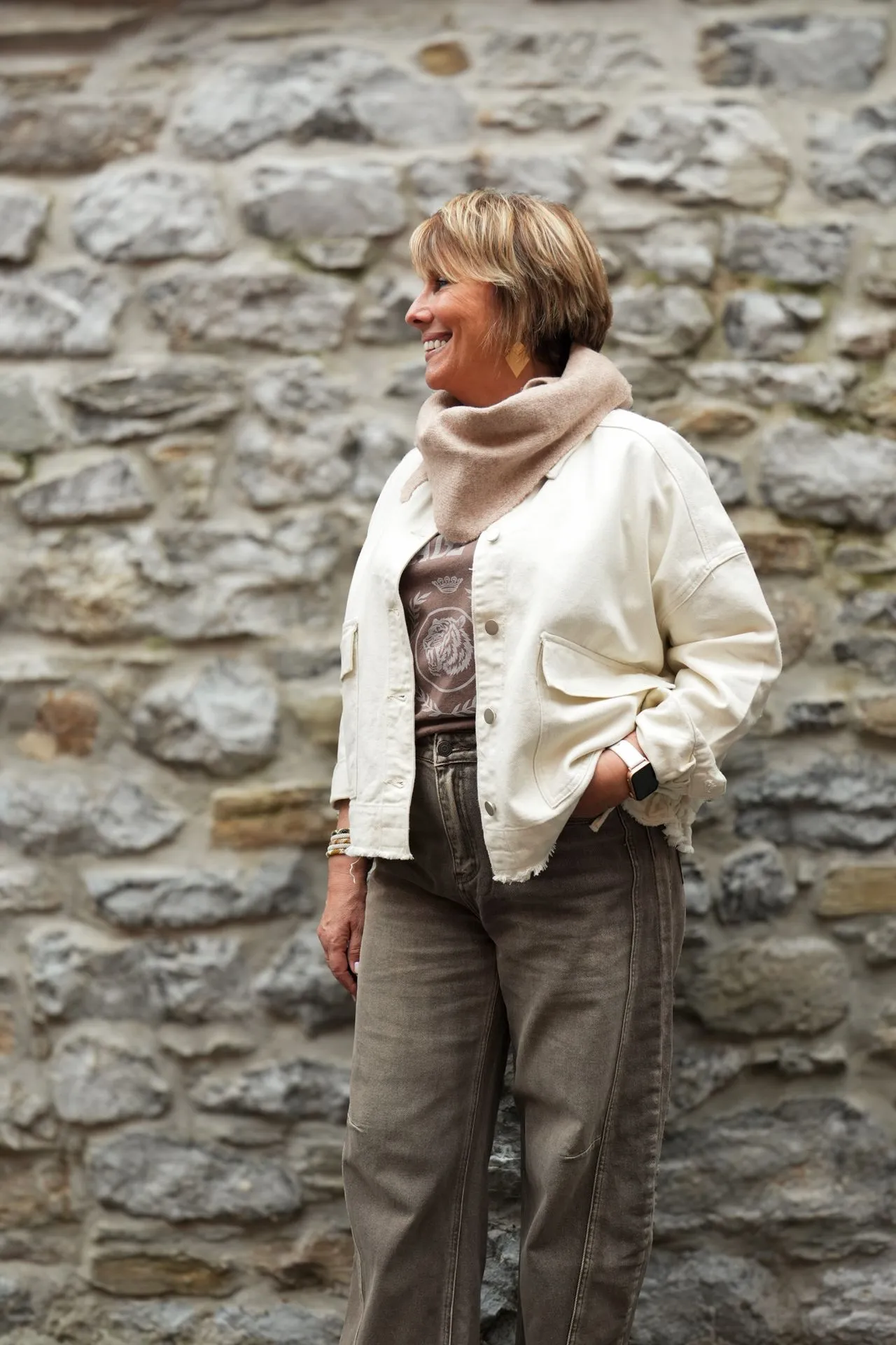 T-shirt oversize imprimé Vintage Vibes - Marron (vue 3)