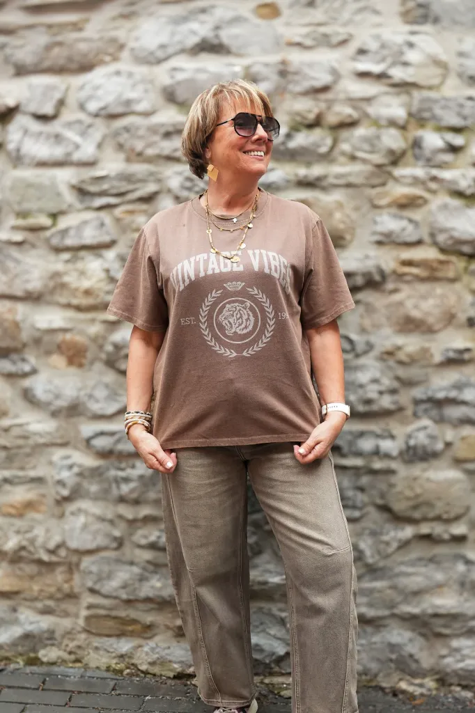 T-shirt oversize imprimé Vintage Vibes - Marron (vue 6)