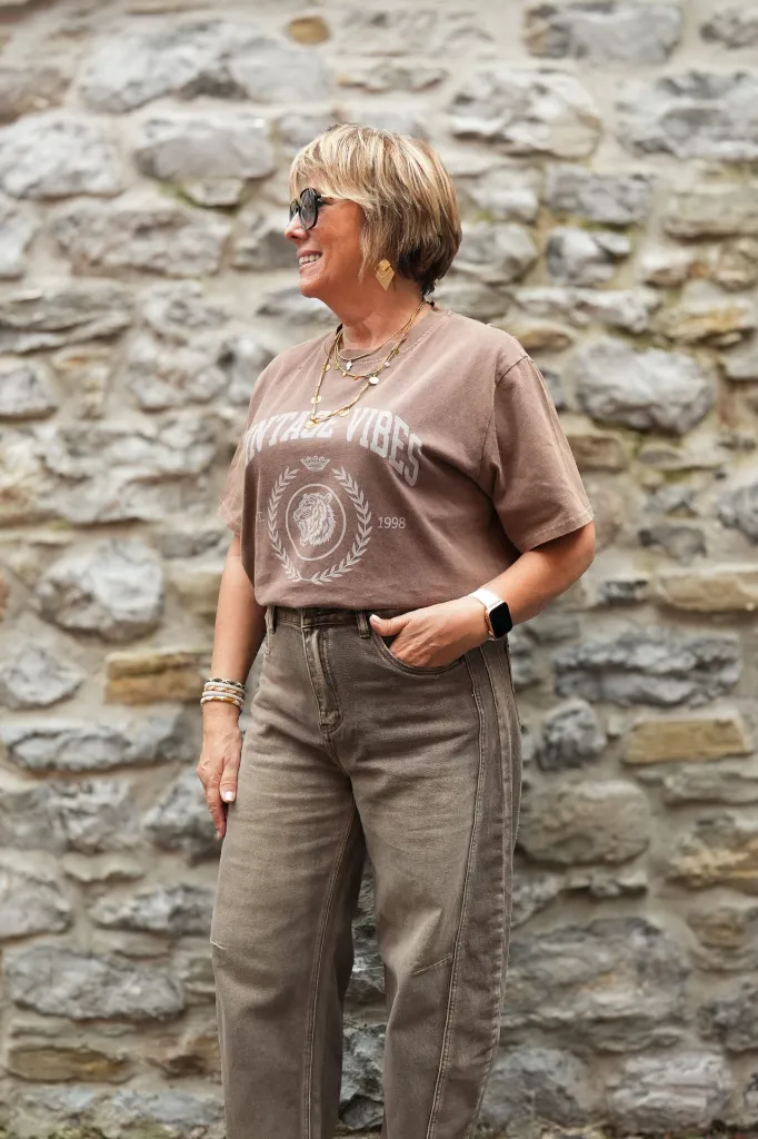T-shirt oversize imprimé Vintage Vibes - Marron (vue 7)