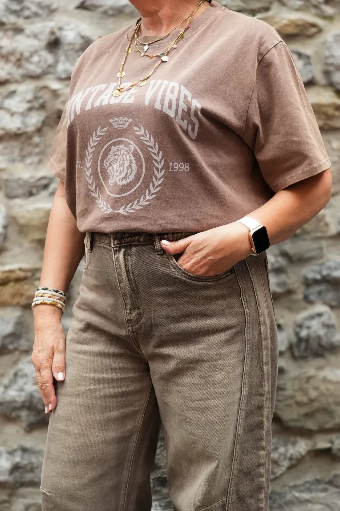 T-shirt oversize imprimé Vintage Vibes - Marron (vue 8)