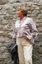 Blouse rayée col à volants - Rayé taupe (vue 2)