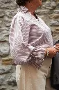 Blouse rayée col à volants - Rayé taupe (vue 3)