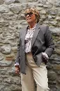 Blouse rayée col à volants - Rayé taupe (vue 6)