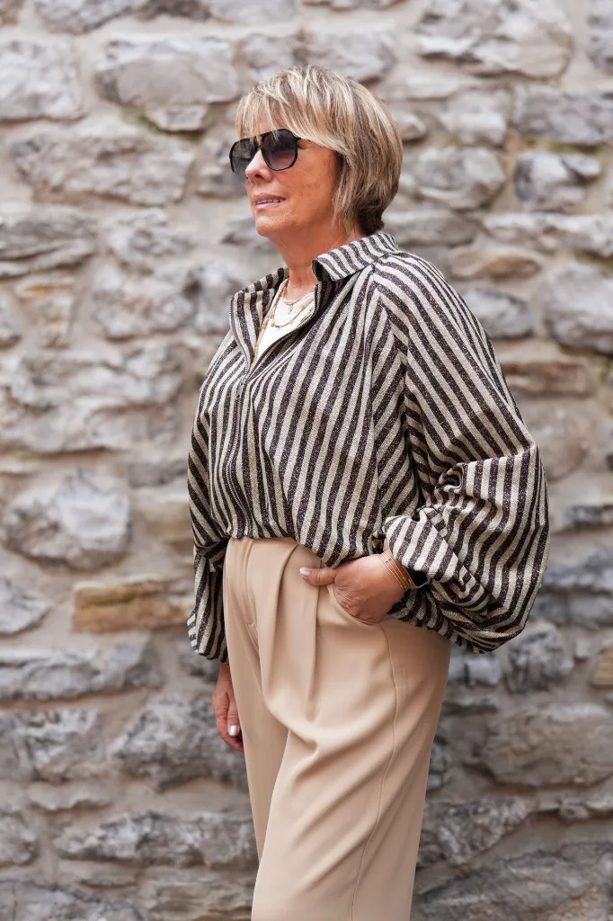 Blouson zippé manches ballon - Beige