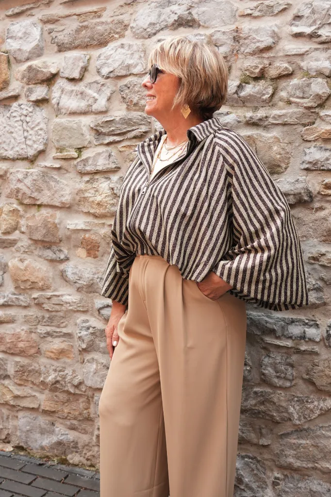 Blouson zippé manches ballon - Beige (vue 5)
