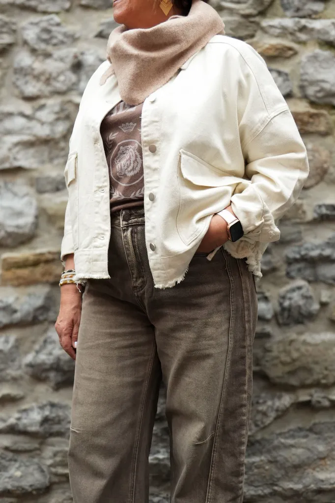 Veste en jeans oversized - Zoé - crême (vue 3)