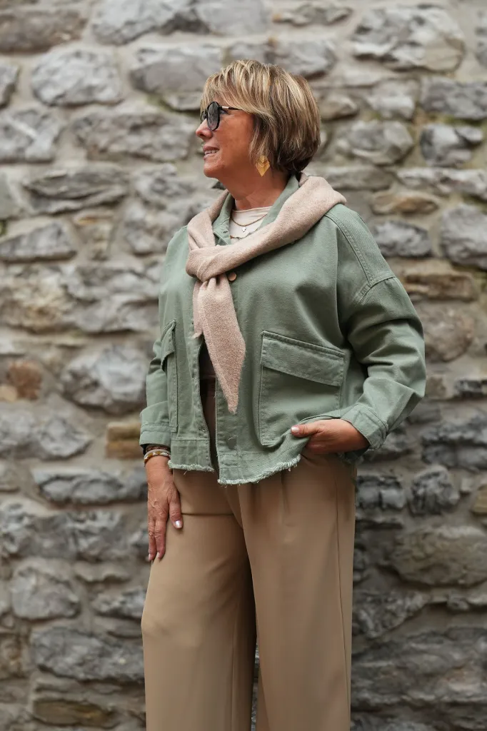Veste en jeans oversized - Zoé - kaki (vue 3)