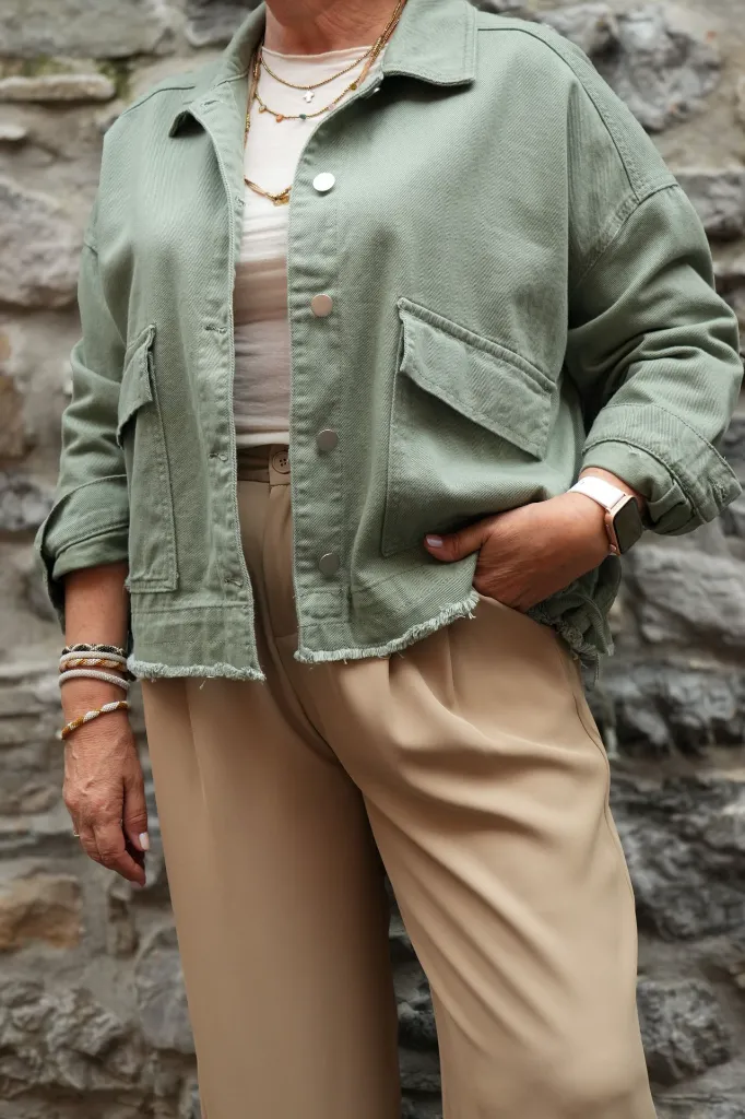 Veste en jeans oversized - Zoé - kaki (vue 5)