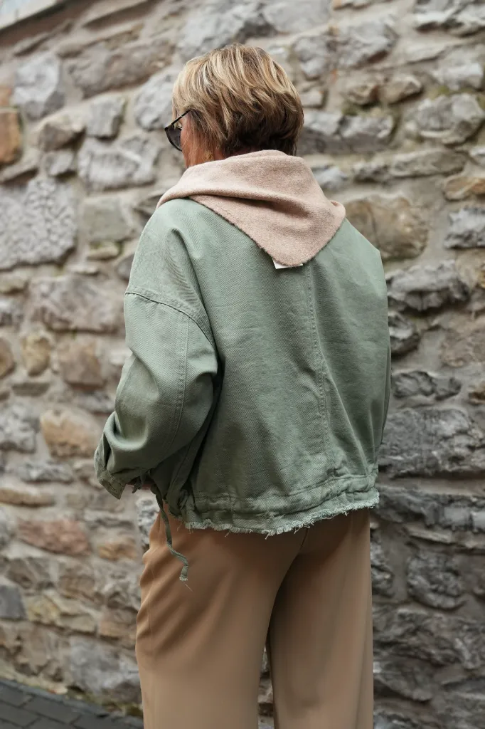 Veste en jeans oversized - Zoé - kaki (vue 6)