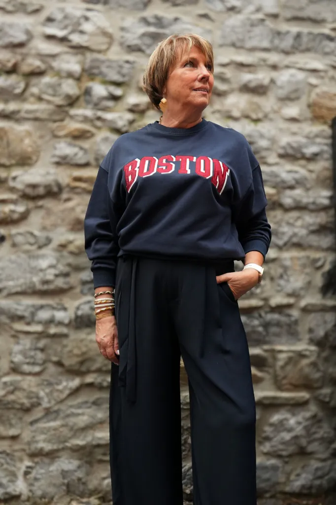 Pantalon de tailleur à nouer avec élastique au dos - Tara - Marine (vue 6)