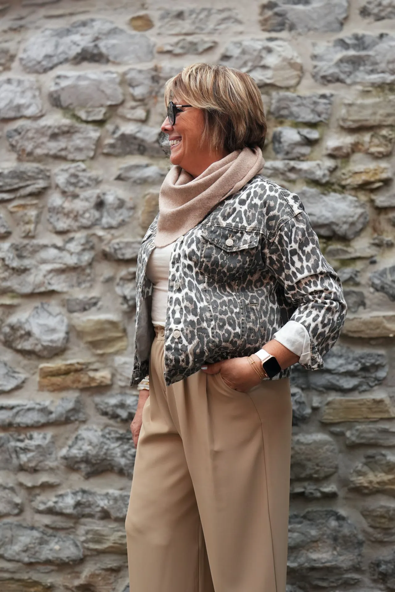 Veste en jeans coupe droite - Lola - léopard blanc (vue 6)