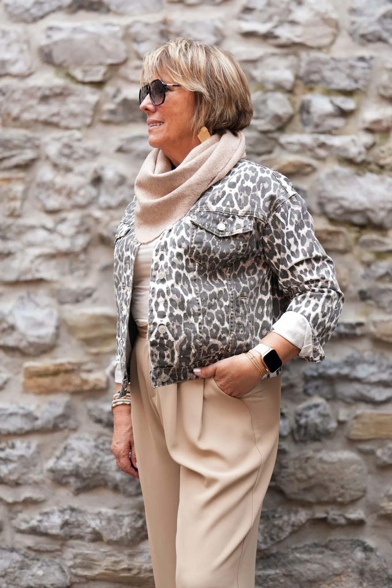 Veste en jeans coupe droite - Lola - léopard blanc (vue 7)