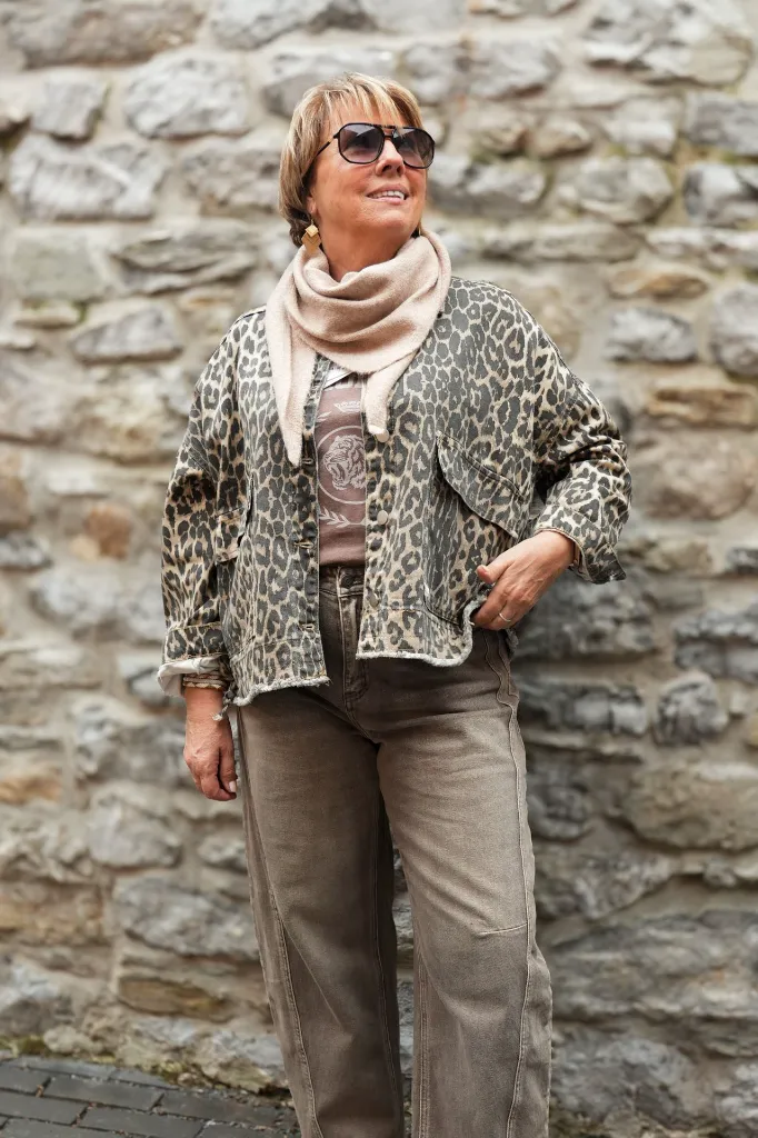 Veste en jeans oversized - Zoé - Léopard camel (vue 8)