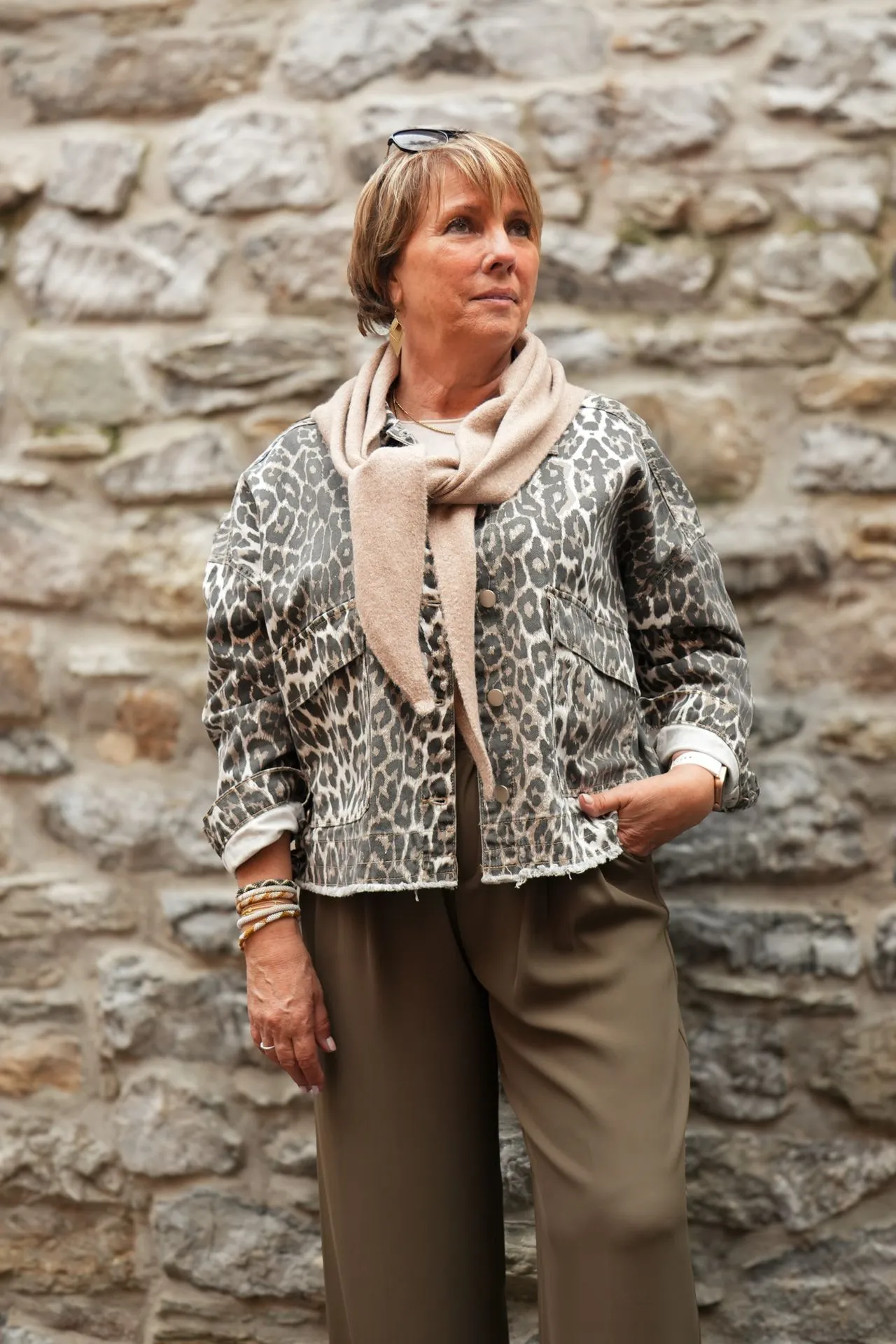 Veste en jeans oversized - Zoé - léopard blanc (vue 4)