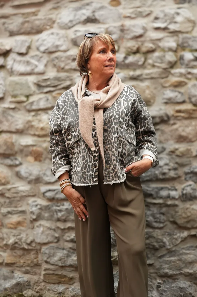 Veste en jeans oversized - Zoé - léopard blanc (vue 2)
