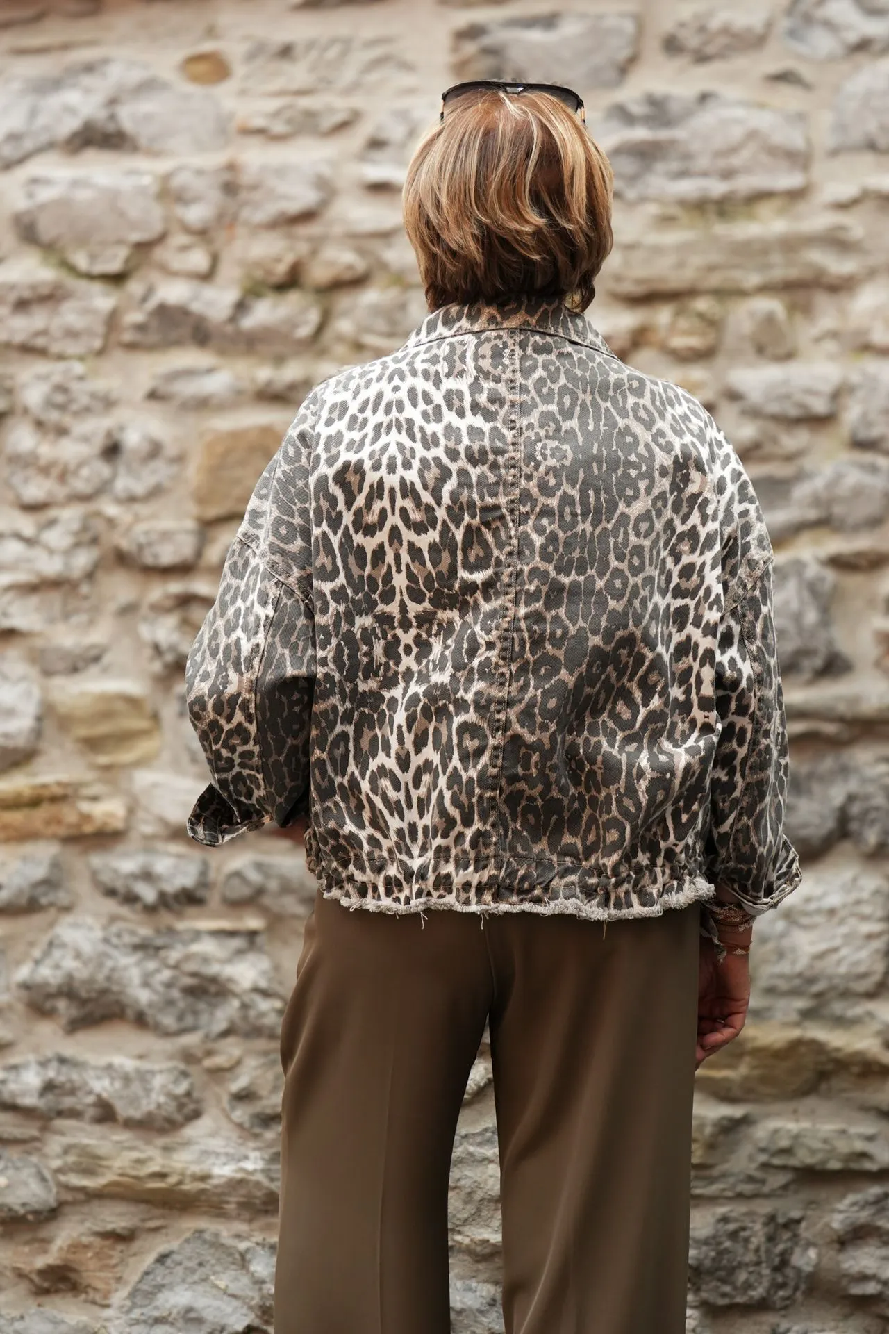 Veste en jeans oversized - Zoé - léopard blanc (vue 3)