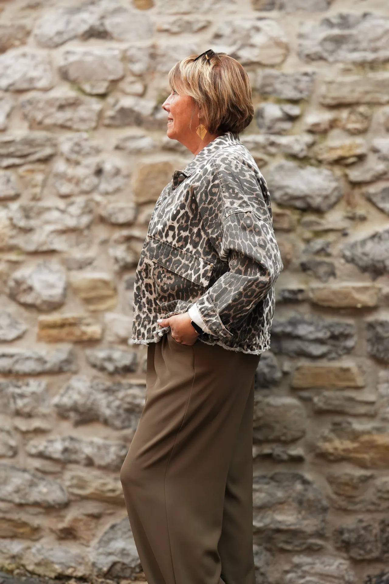 Veste en jeans oversized - Zoé - léopard blanc (vue 5)