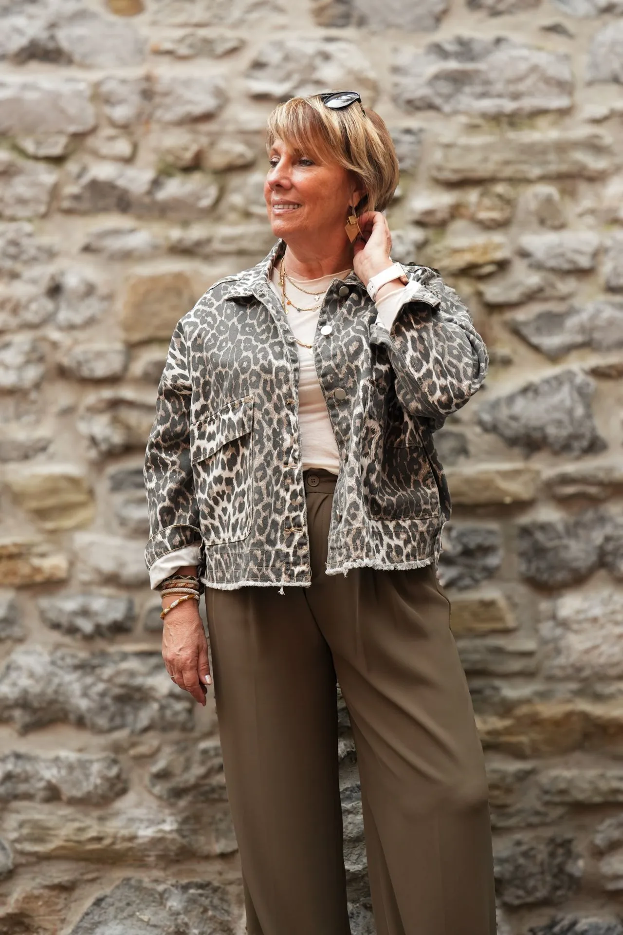 Veste en jeans oversized - Zoé - léopard blanc (vue 6)