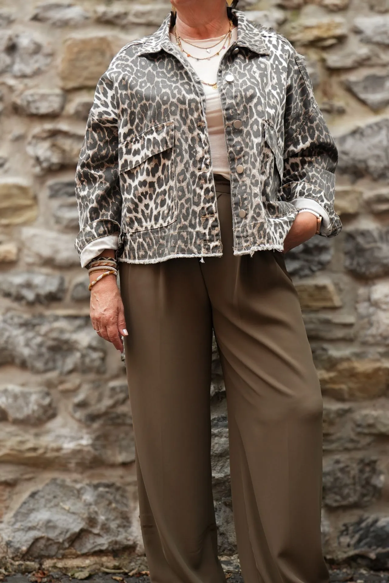 Veste en jeans oversized - Zoé - léopard blanc (vue 7)